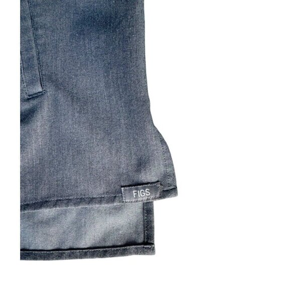 Figs Women's Sz Large Dark Gray Kangaroo Pocket Short Sleeve V Neck Scrub Top - Picture 7 of 9